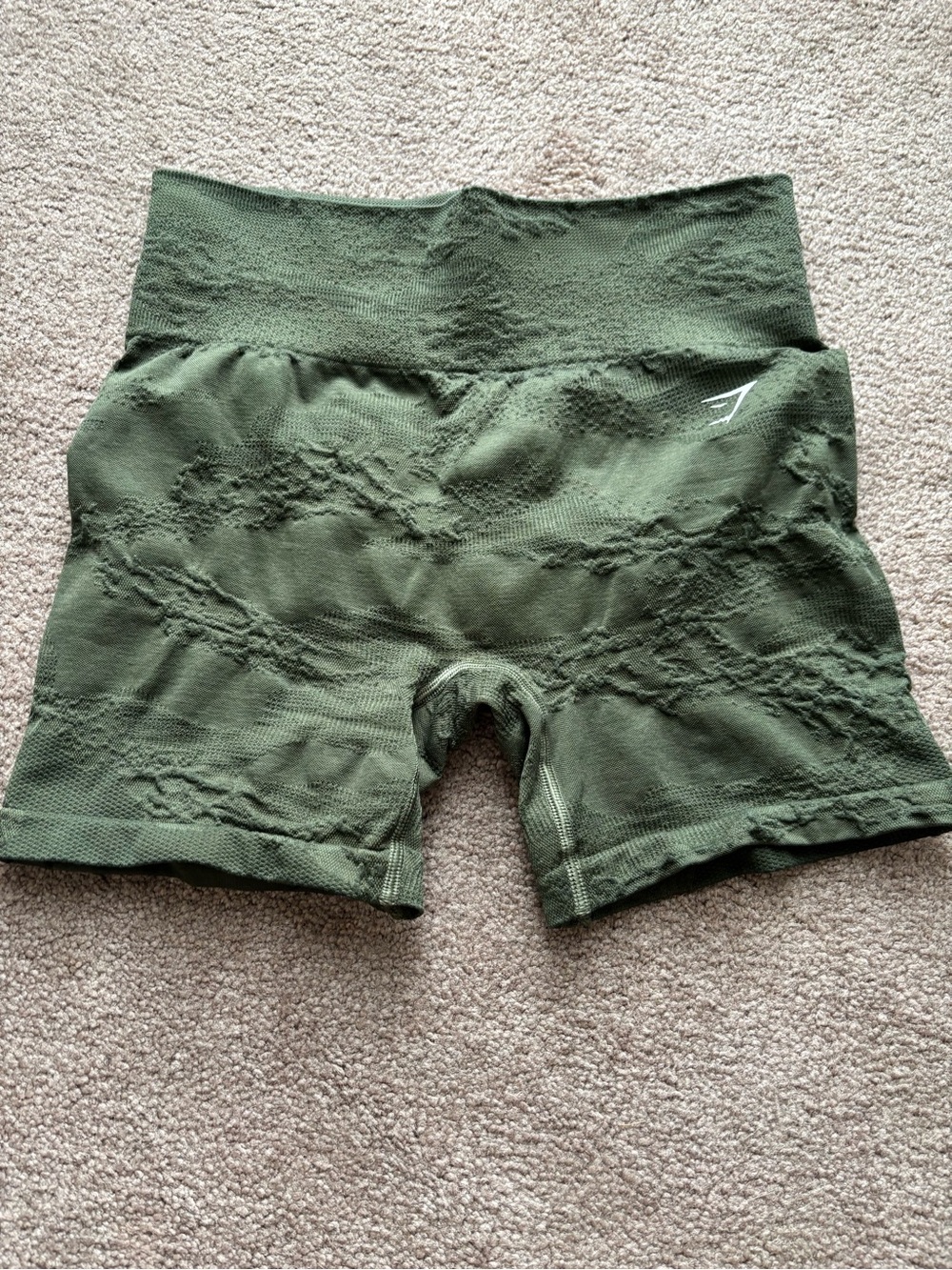 Gymshark Olive Green High-Waist Seamless Athletic Shorts
